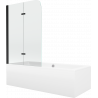 Mexen Cube Rechteckige Badewanne 180 x 80 cm mit Verkleidung und 2-flügeliger 80 cm Trennwand, transparent, schwarz