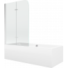 Mexen Cube rechteckige Badewanne 180 x 80 cm mit Verkleidung und 2-flügeliger Trennwand 100 cm, transparent, Chrom