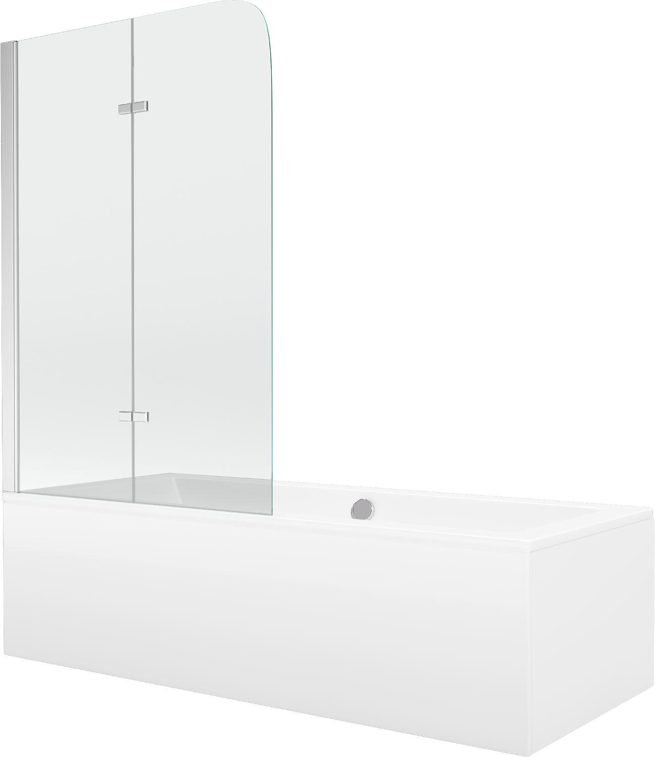 Mexen Cube Rechteckbadewanne 180 x 80 cm mit Verkleidung und 2-flügeliger Blende 100 cm, Transparent, Chrom - 550518080X90100201