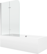 Mexen Cube rechteckige Badewanne 180 x 80 cm mit Verkleidung und 2-flügeliger Trennwand 100 cm, transparent, Chrom