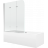 Mexen Cube Rechteckige Wanne 180 x 80 cm mit Verkleidung und 3-flügeliger 120 cm Trennwand, transparent, Chrom