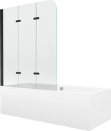 Mexen Cube Rechteckige Badewanne 180 x 80 cm mit Verkleidung und 3-teiligem 120 cm Paravent, transparent, schwarz