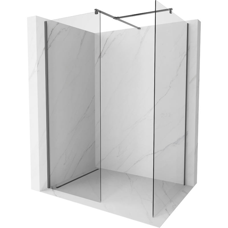 Mexen Kioto Duschwand Walk-in 170 x 70 cm, transparent, Gun Metal - 800-170-202-95-00-070