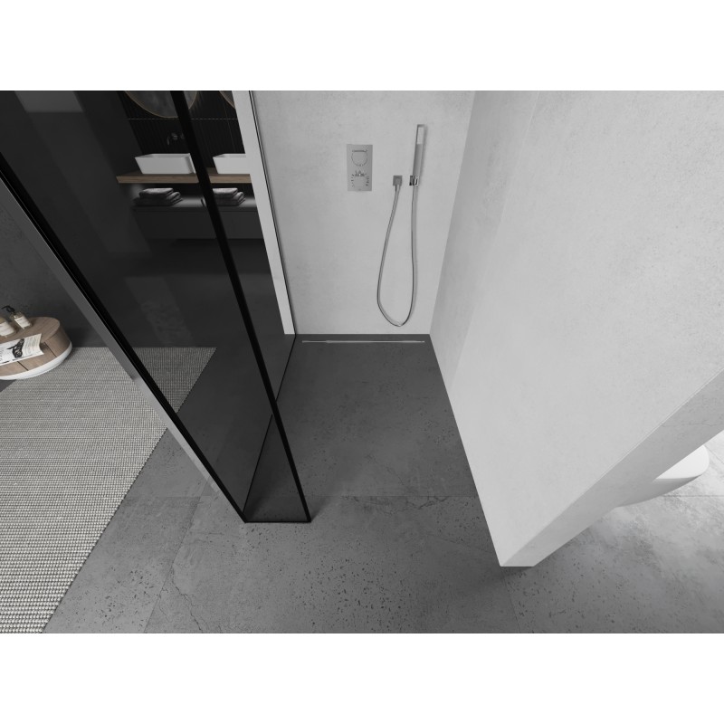 Mexen Kioto Duschwand Walk-in 130 x 30 cm, schwarzer Rahmen, Chrom - 800-130-212-01-70-030