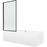 Mexen Cube Rechteckige Badewanne 180 x 80 cm mit Verkleidung und 1-flügeliger 70 cm Duschwand, schwarzes Muster