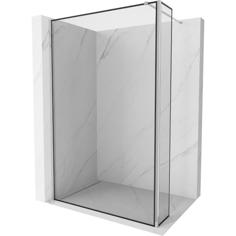 Mexen Kioto Duschwand Walk-in 120 x 40 cm, schwarzer Rahmen, Chrom - 800-120-212-01-70-040