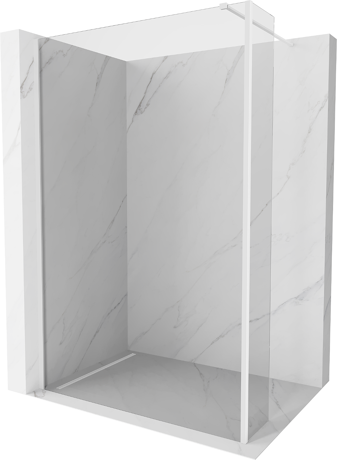 Mexen Kioto Duschwand Walk-in 110 x 30 cm, transparent, weiß - 800-110-212-20-00-030