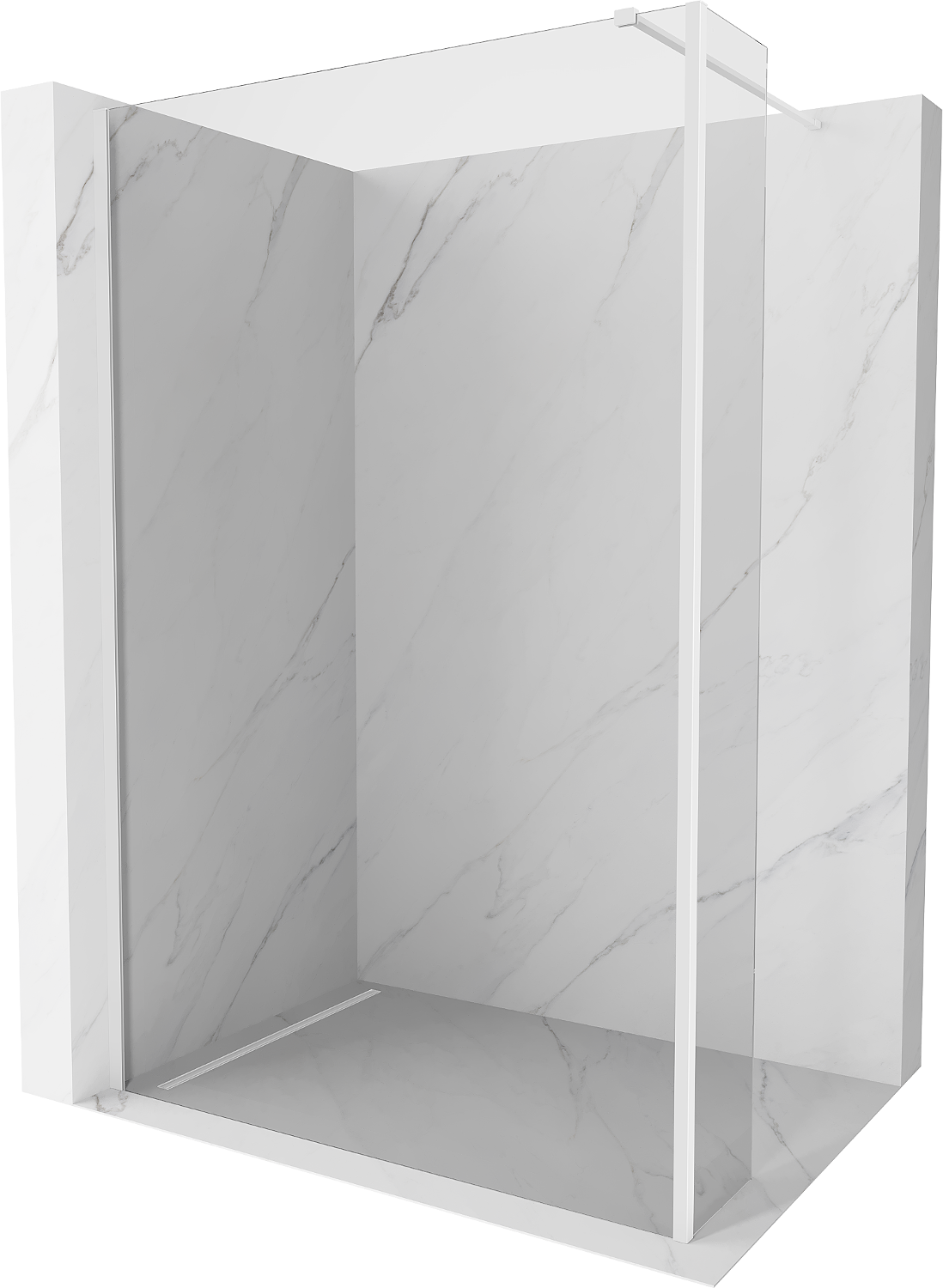 Mexen Kioto Duschwand Walk-in 150 x 30 cm, transparent, weiß - 800-150-212-20-00-030