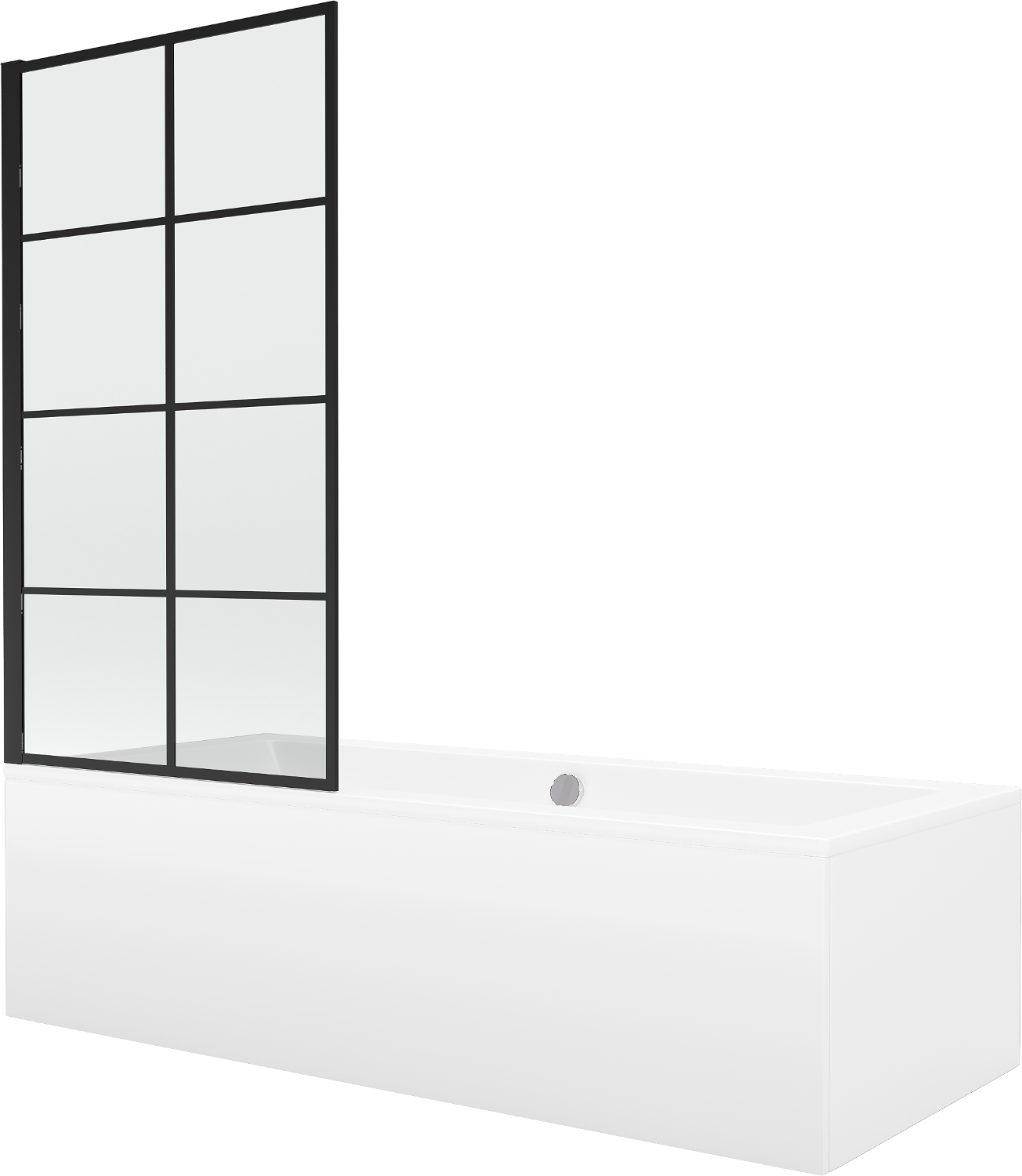 Mexen Cube Rechteckbadewanne 180 x 80 cm mit Verkleidung und 1-flügliger Duschabtrennung 80 cm, Schwarzes Design fix - 550518080