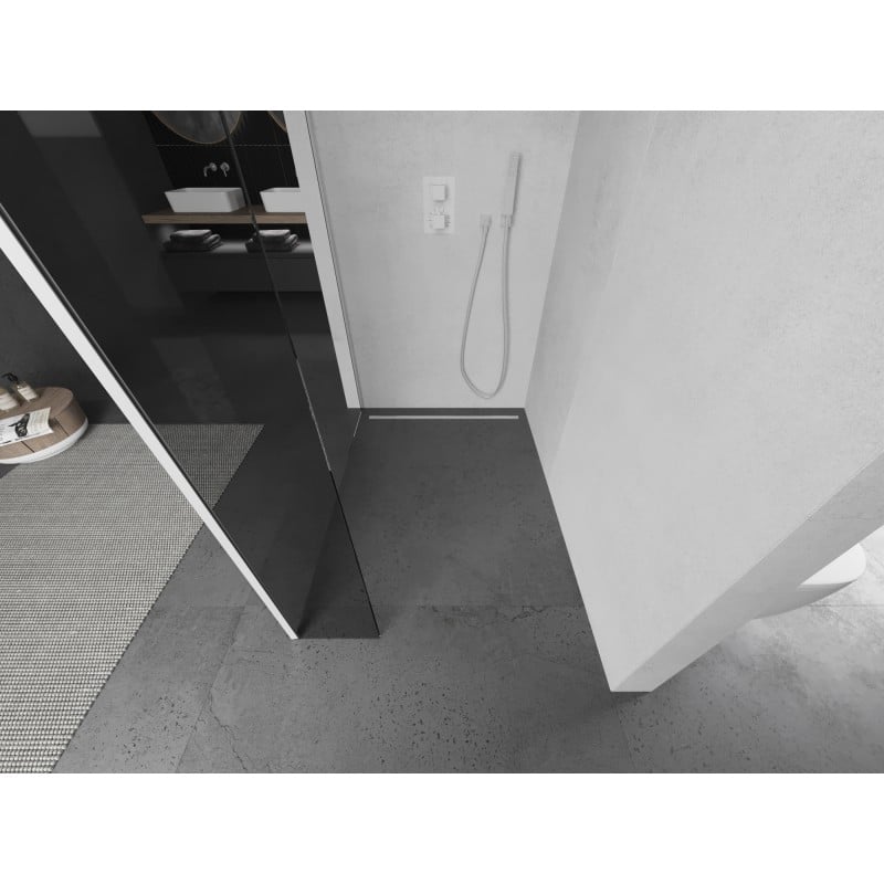Mexen Kioto Duschwand Walk-In 155 x 40 cm, transparent, weiß - 800-155-212-20-00-040