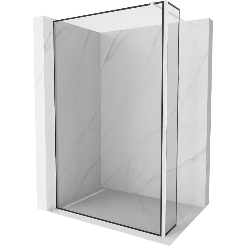 Mexen Kioto Duschwand Walk-in 140 x 30 cm, schwarzer Rahmen, weiß - 800-140-212-20-70-030
