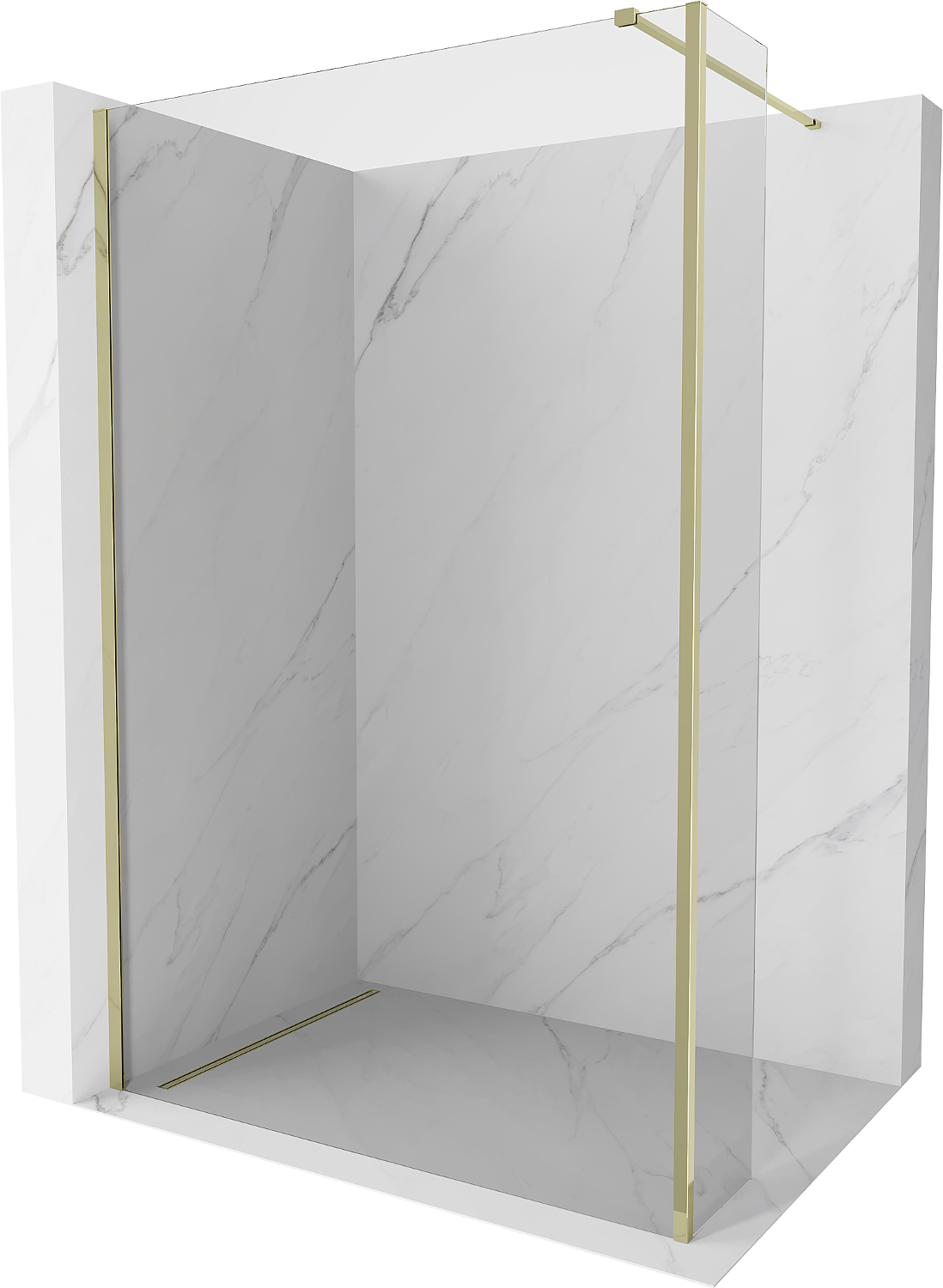 Mexen Kioto Walk-in Duschwand 115 x 30 cm, transparent, gold - 800-115-212-50-00-030