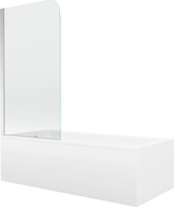 Mexen Cubik Rechteckige Badewanne 150 x 70 cm mit Verkleidung und 1-flügeligem 70 cm Paravent, transparent, Chrom