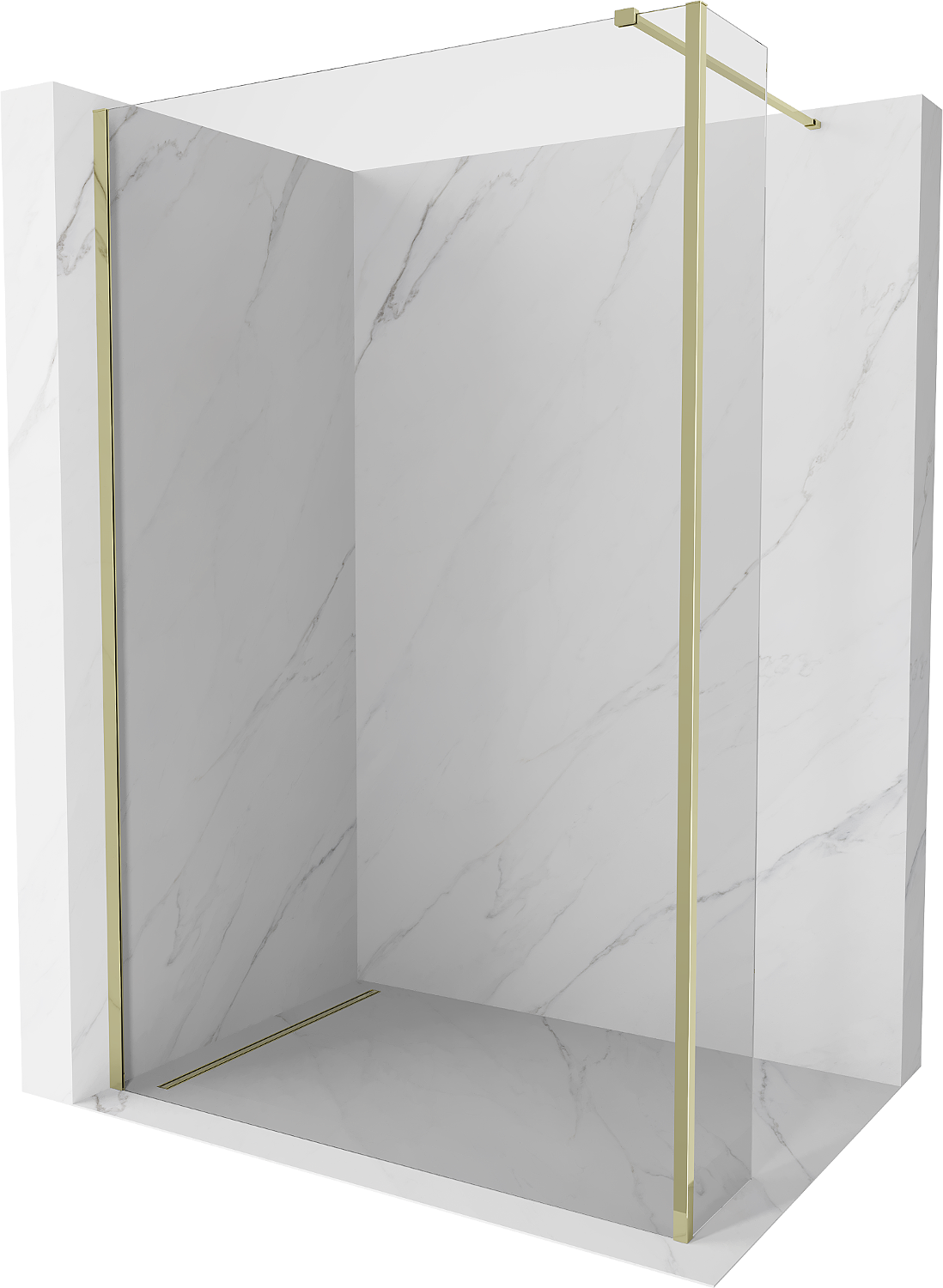 Mexen Kioto Walk-in-Duschwand 150 x 30 cm, transparent, gold - 800-150-212-50-00-030