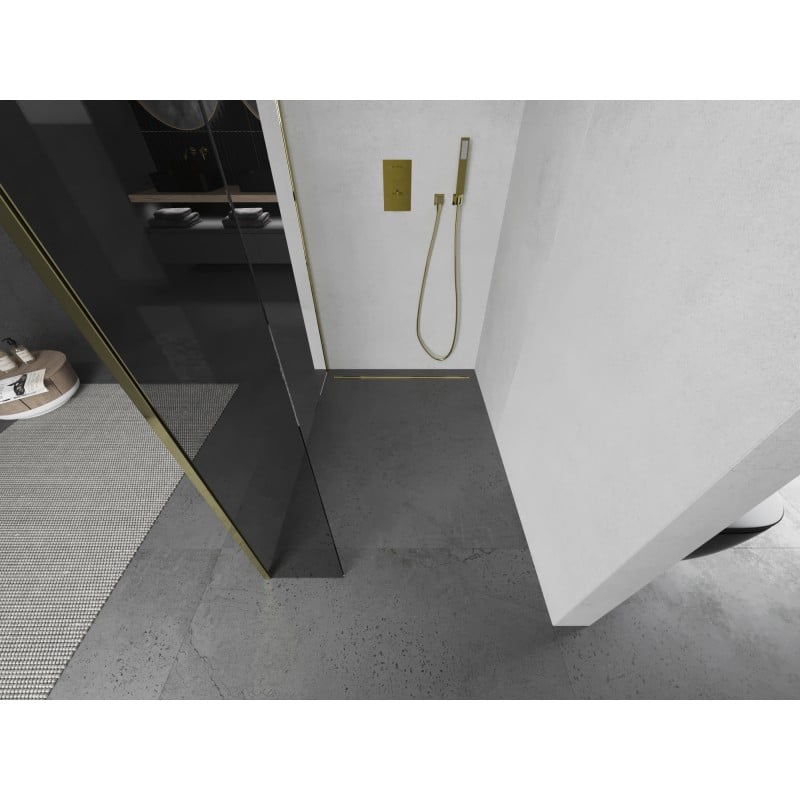 Mexen Kioto Duschwand Walk-in 105 x 40 cm, transparent, gold - 800-105-212-50-00-040