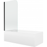 Mexen Cubik Rechteckige Badewanne 150 x 70 cm mit Verkleidung und 1-flügeliger 70 cm Duschwand, transparent, schwarz