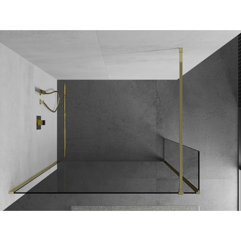 Mexen Kioto Duschwand Walk-in 125 x 40 cm, transparent, gold - 800-125-212-50-00-040
