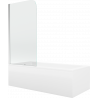 Mexen Cubik Rechteckige Wanne 150 x 70 cm mit Verkleidung und 1-flügeliger 80 cm Duschwand, transparent, Chrom