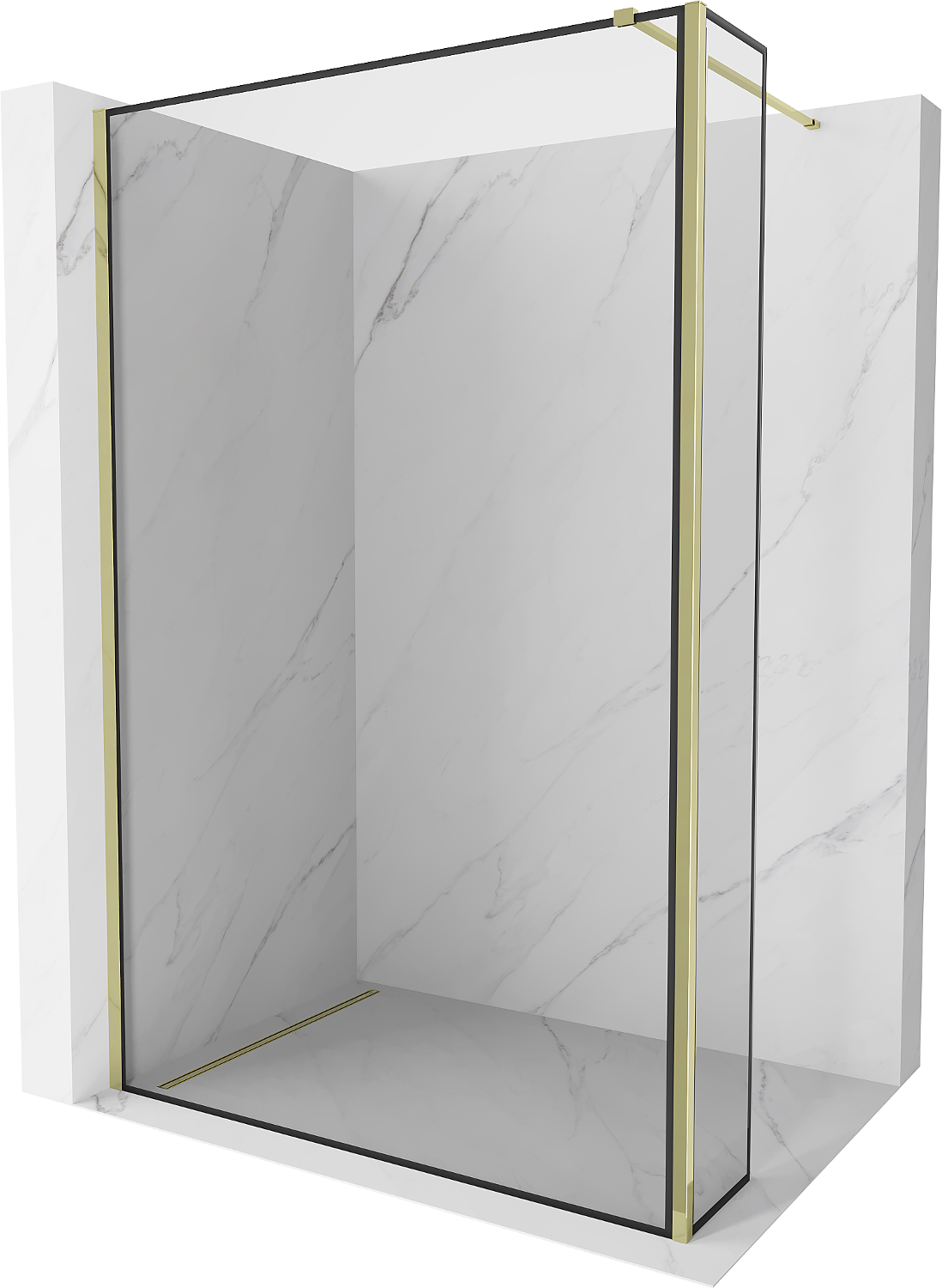 Mexen Kioto Walk-in Duschwand 140 x 30 cm, schwarzes Muster, gold - 800-140-212-50-70-030