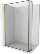 Mexen Kioto Duschwand Walk-in 100 x 40 cm, schwarzer Rahmen, gold - 800-100-212-50-70-040