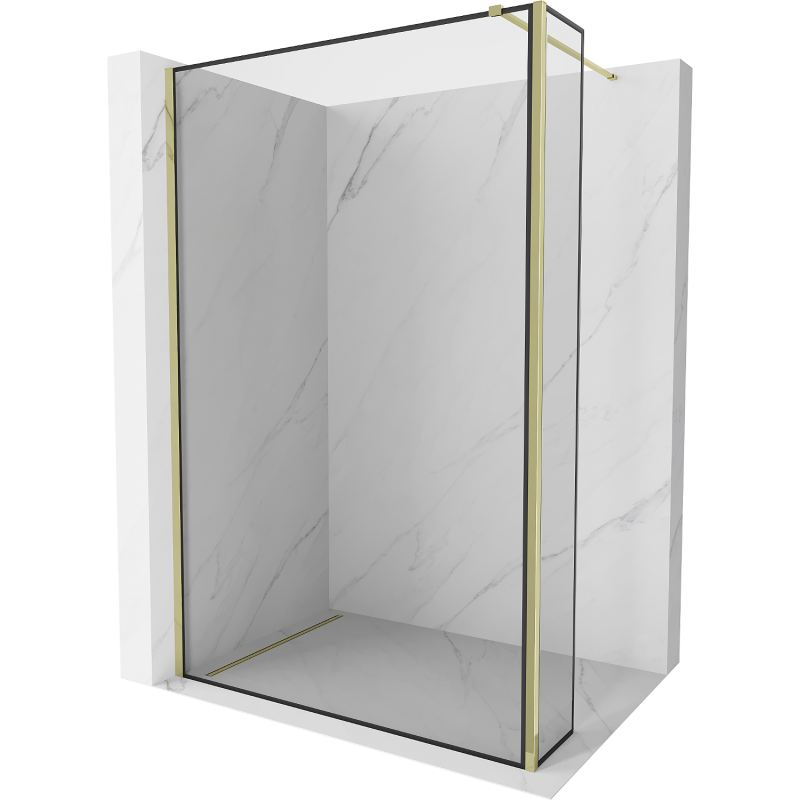 Mexen Kioto Duschwand Walk-in 120 x 40 cm, schwarzer Rahmen, gold - 800-120-212-50-70-040