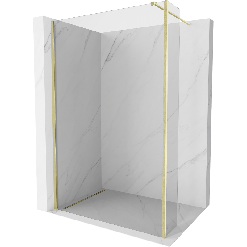 Mexen Kioto Duschwand Walk-in 90 x 30 cm, transparent, gold gebürstet - 800-090-212-55-00-030