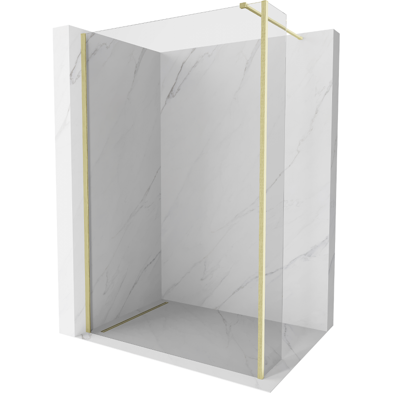 Mexen Kioto Duschwand Walk-in 105 x 30 cm, transparent, gold gebürstet - 800-105-212-55-00-030