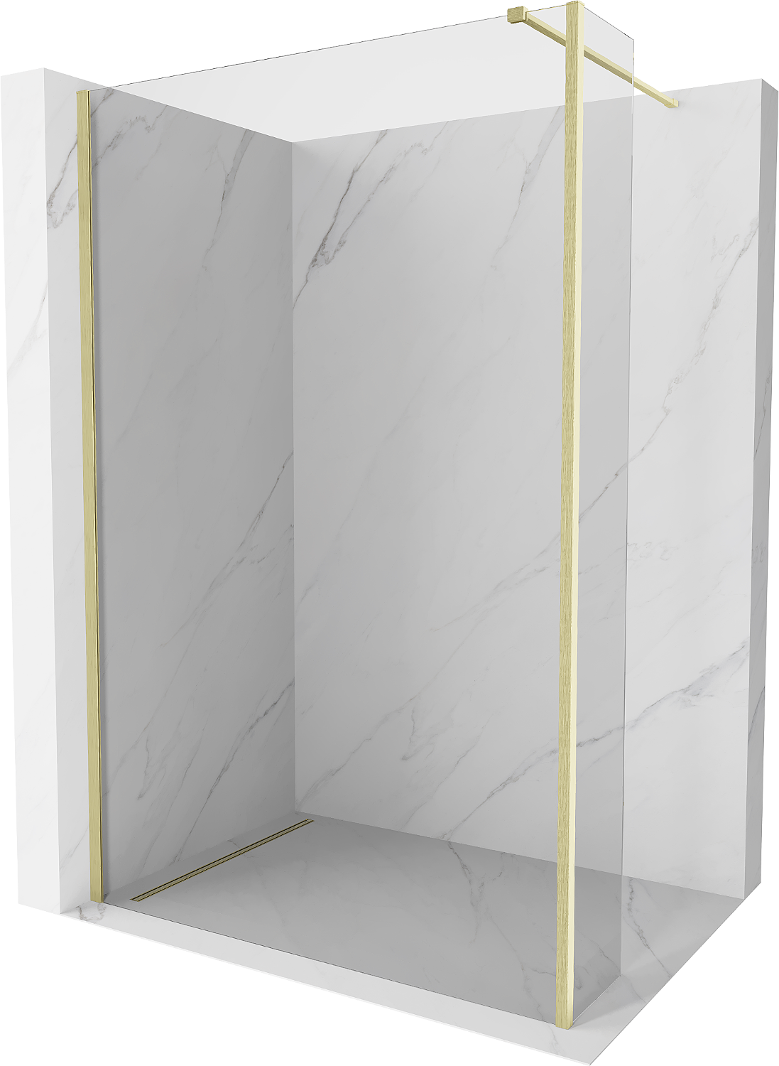 Mexen Kioto Duschwand Walk-in 105 x 30 cm, transparent, gold gebürstet - 800-105-212-55-00-030