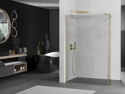 Mexen Kioto Duschwand Walk-in 110 x 30 cm, transparent, gebürstetes Gold - 800-110-212-55-00-030