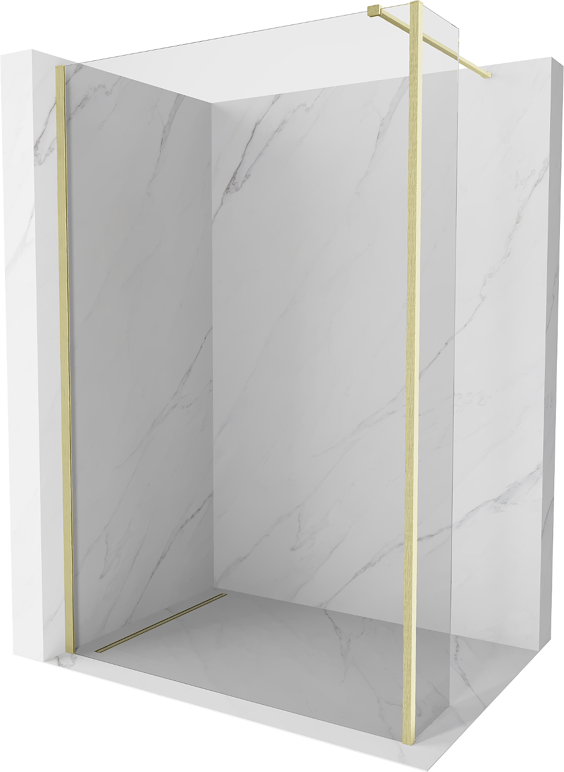 Mexen Kioto Duschwand Walk-in 115 x 30 cm, transparent, gebürstetes Gold - 800-115-212-55-00-030