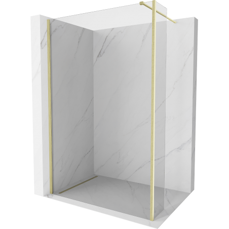 Mexen Kioto Duschwand Walk-in 130 x 30 cm, Transparent, gebürstetes Gold - 800-130-212-55-00-030