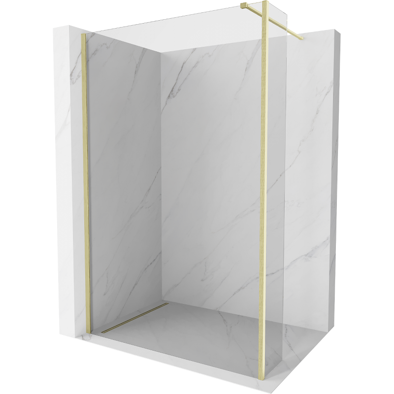 Mexen Kioto Walk-in Duschwand 135 x 30 cm, transparent, gebürstetes Gold - 800-135-212-55-00-030