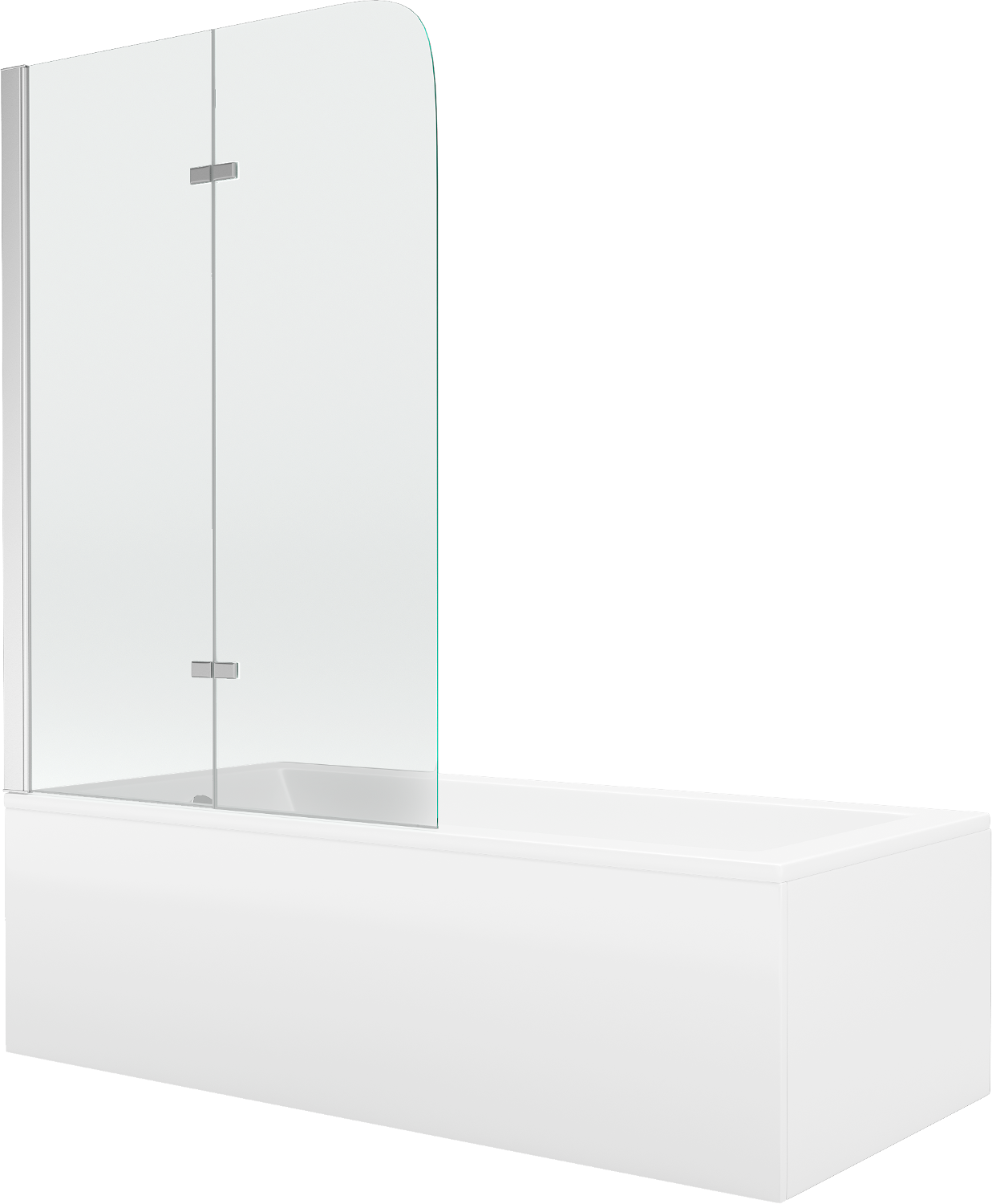 Mexen Cubik Rechteckbadewanne 150 x 70 cm mit Verkleidung und 2-flügeliger Blende 80 cm, Transparent, Chrom - 550315070X90080201