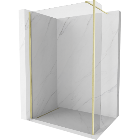 Mexen Kioto Duschwand Walk-in 135 x 40 cm, transparent, gold gebürstet - 800-135-212-55-00-040