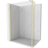 Mexen Kioto Duschwand Walk-in 140 x 40 cm, transparent, gebürstetes Gold - 800-140-212-55-00-040