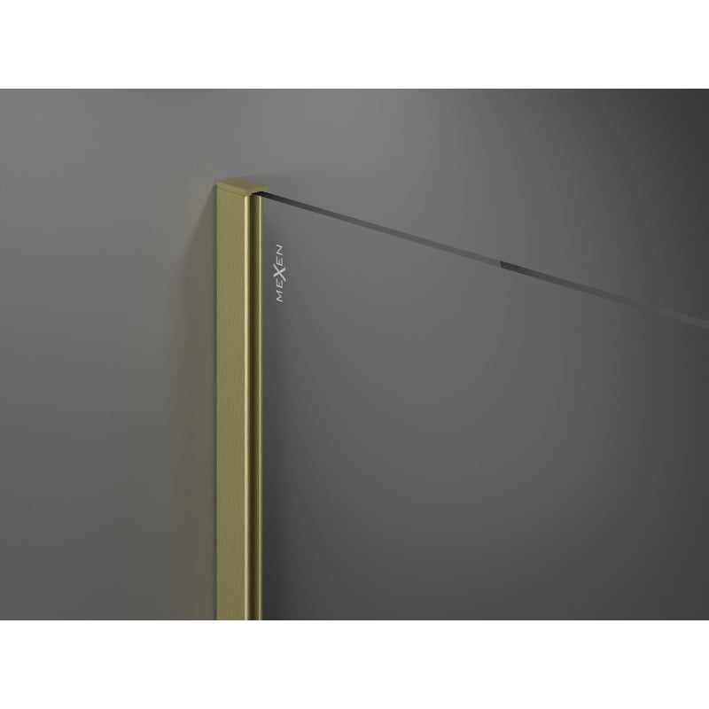 Mexen Kioto Duschwand Walk-in 150 x 40 cm, transparent, gebürstet gold - 800-150-212-55-00-040