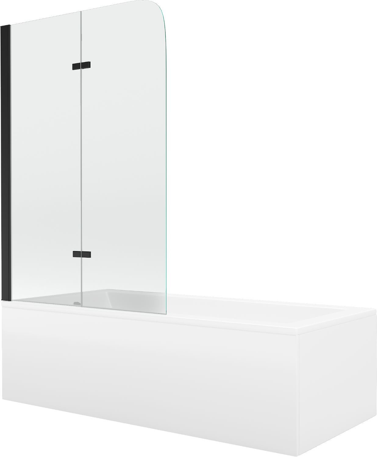 Mexen Cubik Rechteckbadewanne 150 x 70 cm mit Verkleidung und 2-flügeliger Blende 80 cm, Transparent, Schwarz - 550315070X900802