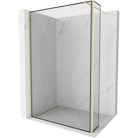 Mexen Kioto Duschwand Walk-in 100 x 40 cm, schwarzer Rahmen, gebürstetes Gold - 800-100-212-55-70-040