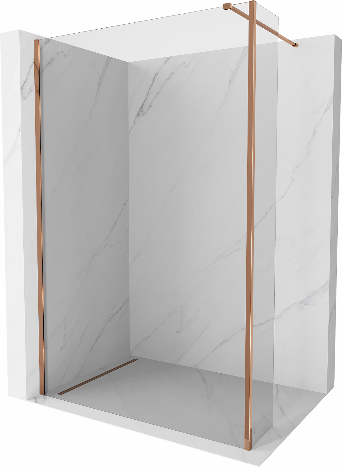 Mexen Kioto Duschwand Walk-in 110 x 30 cm, transparent, rosegold - 800-110-212-60-00-030