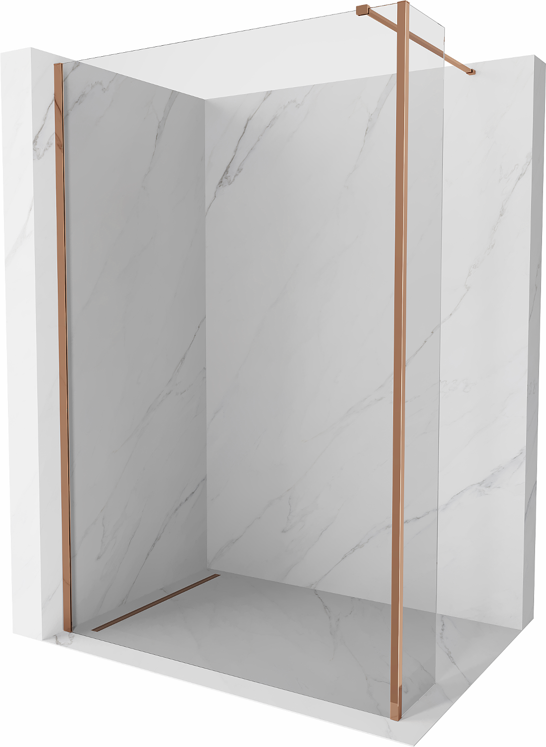 Mexen Kioto Duschwand Walk-in 120 x 30 cm, transparent, rosegold - 800-120-212-60-00-030