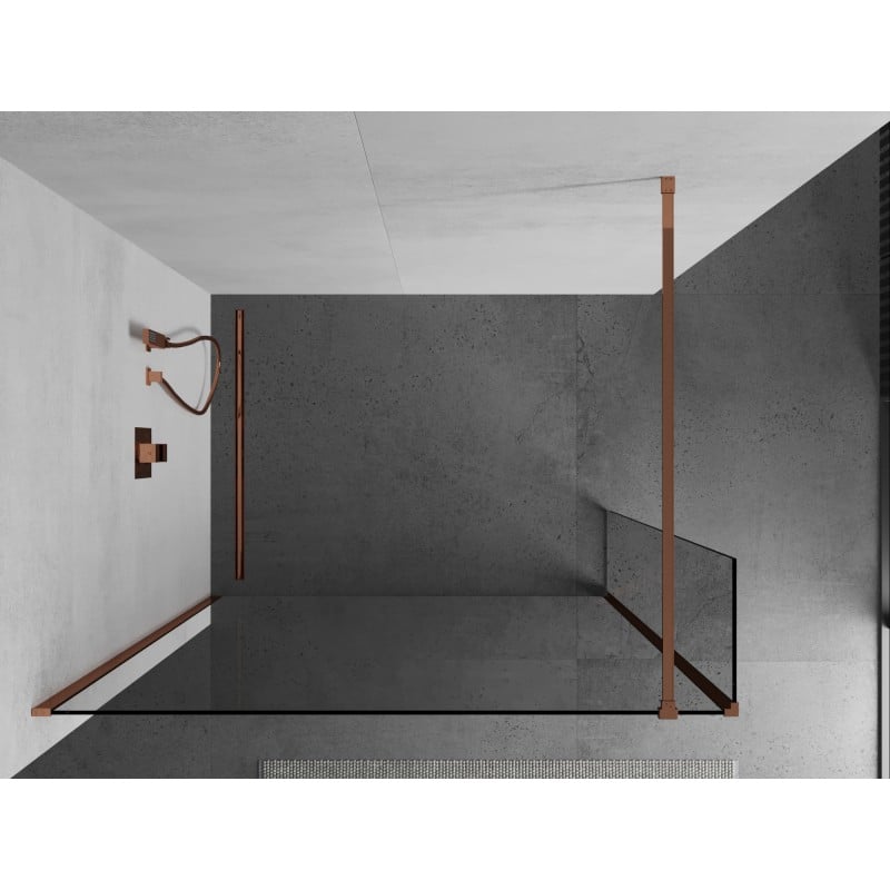 Mexen Kioto Duschwand Walk-in 120 x 30 cm, transparent, Roségold - 800-120-212-60-00-030