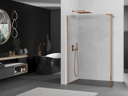 Mexen Kioto Duschwand Walk-in 140 x 30 cm, transparent, Roségold - 800-140-212-60-00-030