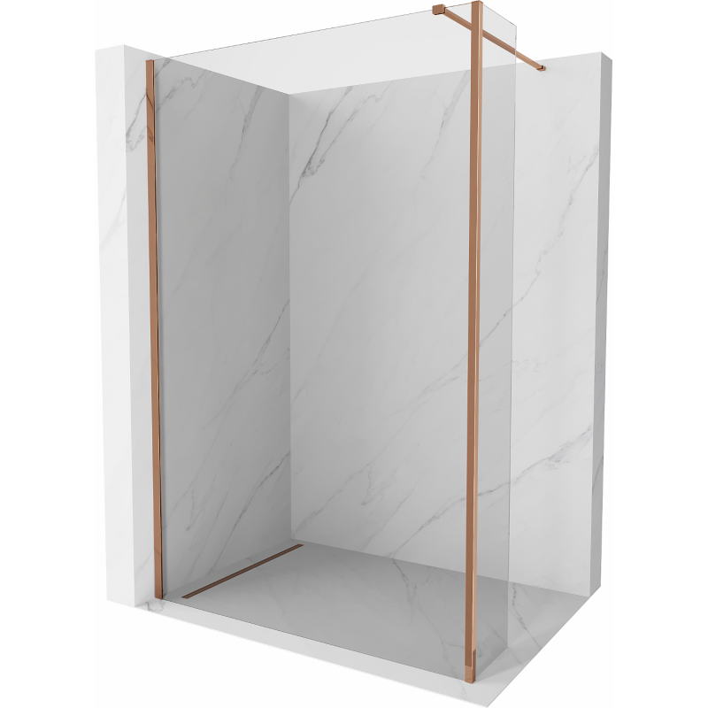 Mexen Kioto Duschwand Walk-in 140 x 40 cm, transparent, Roségold - 800-140-212-60-00-040