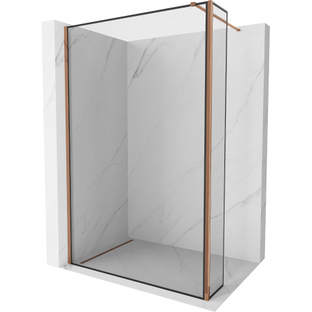 Mexen Kioto Duschwand Walk-in 90 x 30 cm, schwarzes Muster, roségold - 800-090-212-60-70-030