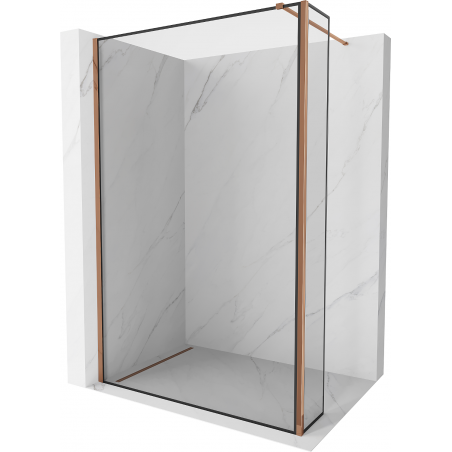 Mexen Kioto Duschwand Walk-in 100 x 30 cm, schwarzer Rahmen, Roségold - 800-100-212-60-70-030
