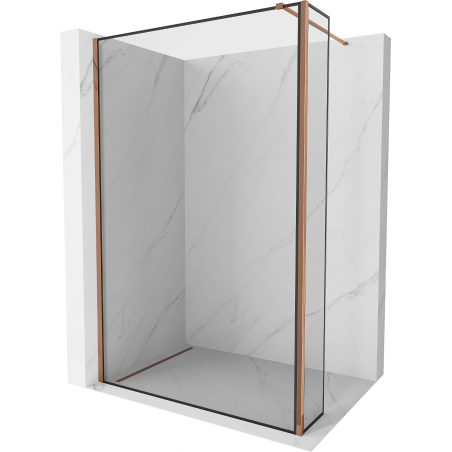Mexen Kioto Duschwand Walk-in 130 x 30 cm, schwarzer Rahmen, roségold - 800-130-212-60-70-030
