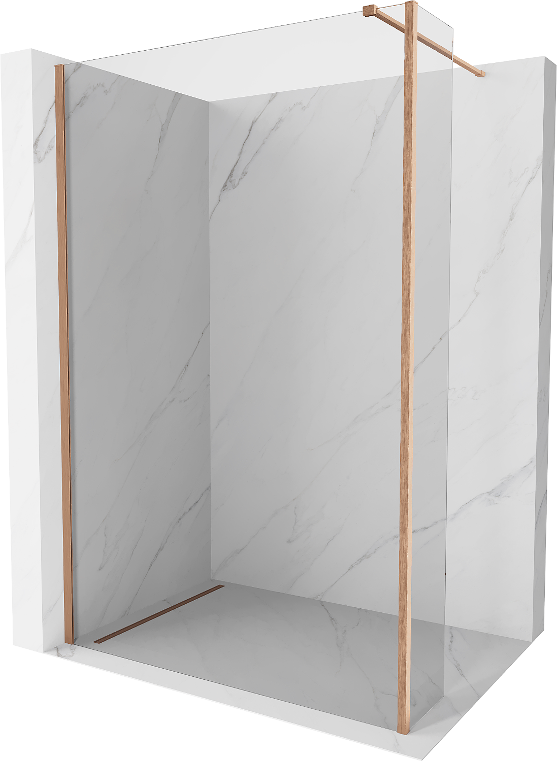 Mexen Kioto Duschwand Walk-in 100 x 30 cm, transparent, gebürstetes Messing - 800-100-212-65-00-030