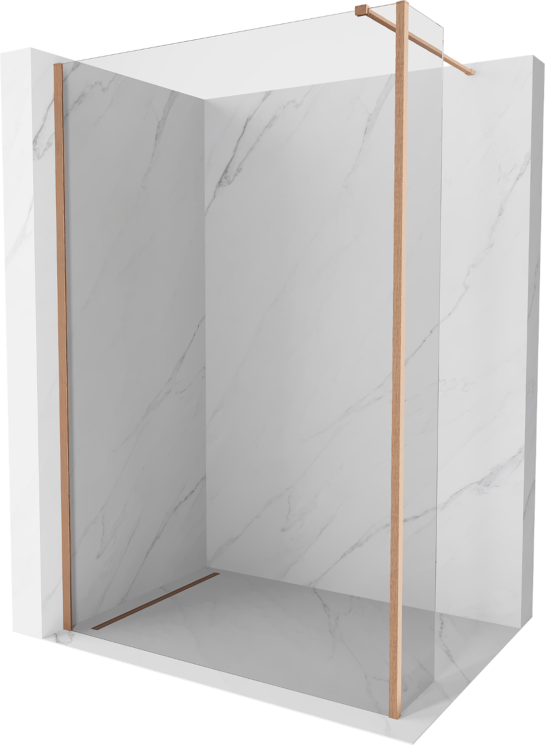 Mexen Kioto Walk-in Duschwand 150 x 30 cm, transparent, gebürstetes Messing - 800-150-212-65-00-030