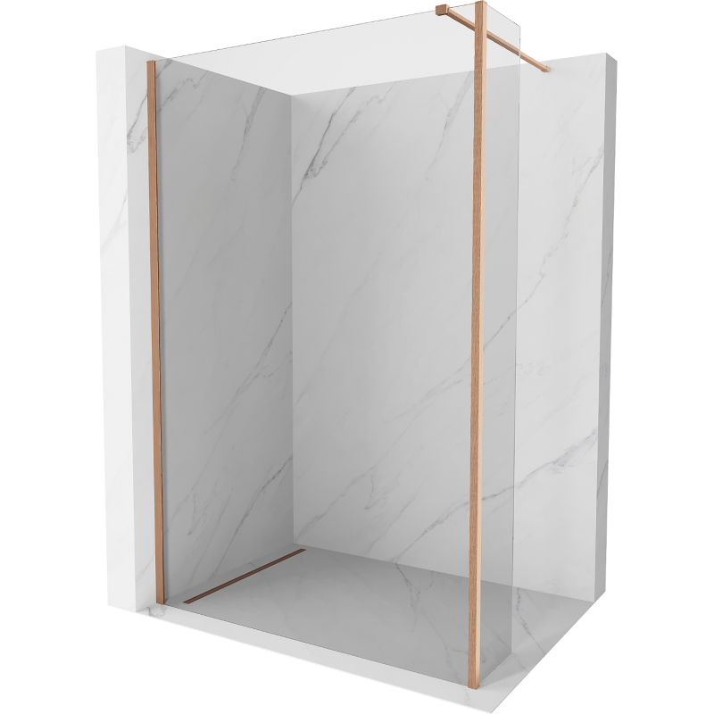 Mexen Kioto Duschwand Walk-in 130 x 30 cm, transparent, gebürstetes Kupfer - 800-130-212-65-00-030