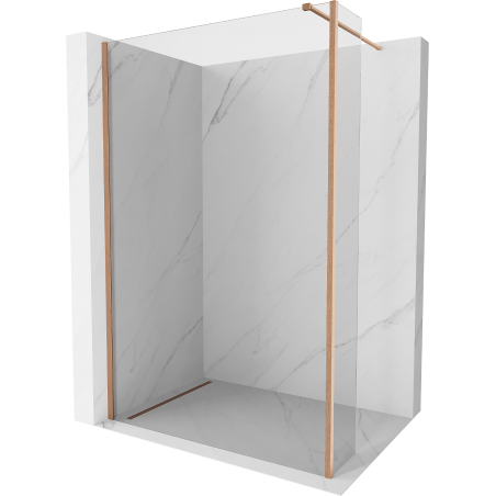 Mexen Kioto Duschwand Walk-in 130 x 30 cm, transparent, gebürstetes Kupfer - 800-130-212-65-00-030